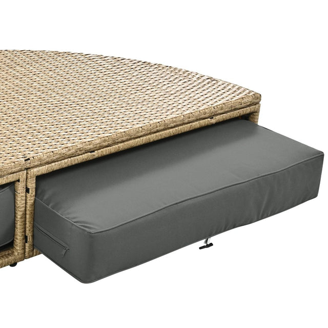 Convertible Grey Waterproof Rattan Outdoor Patio Daybed - Omega Lifestyles