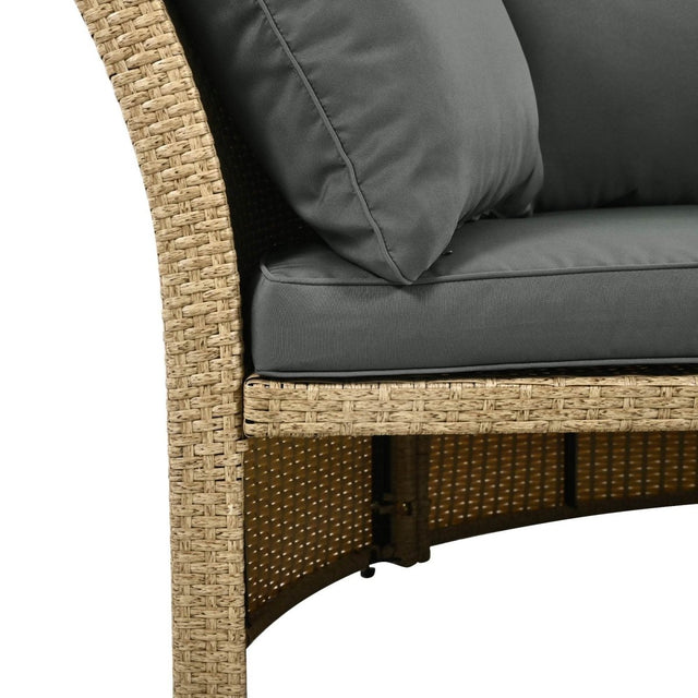 Convertible Grey Waterproof Rattan Outdoor Patio Daybed - Omega Lifestyles