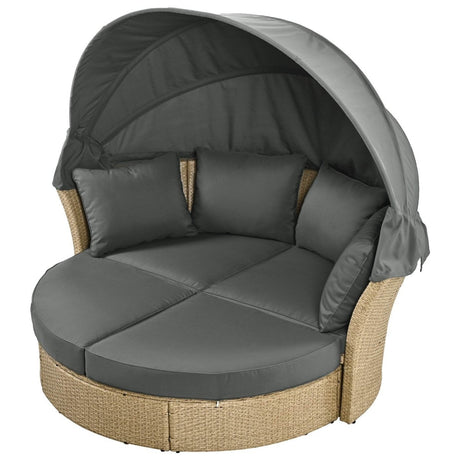 Convertible Grey Waterproof Rattan Outdoor Patio Daybed - Serenova - Omega Lifestyles