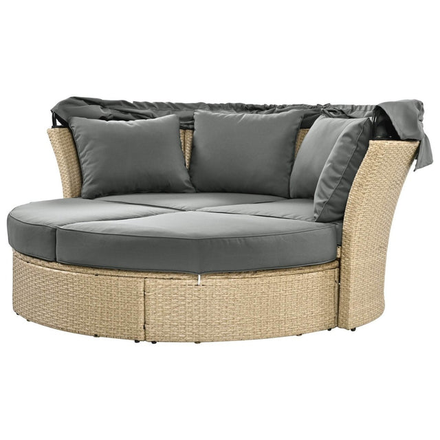Convertible Grey Waterproof Rattan Outdoor Patio Daybed - Omega Lifestyles