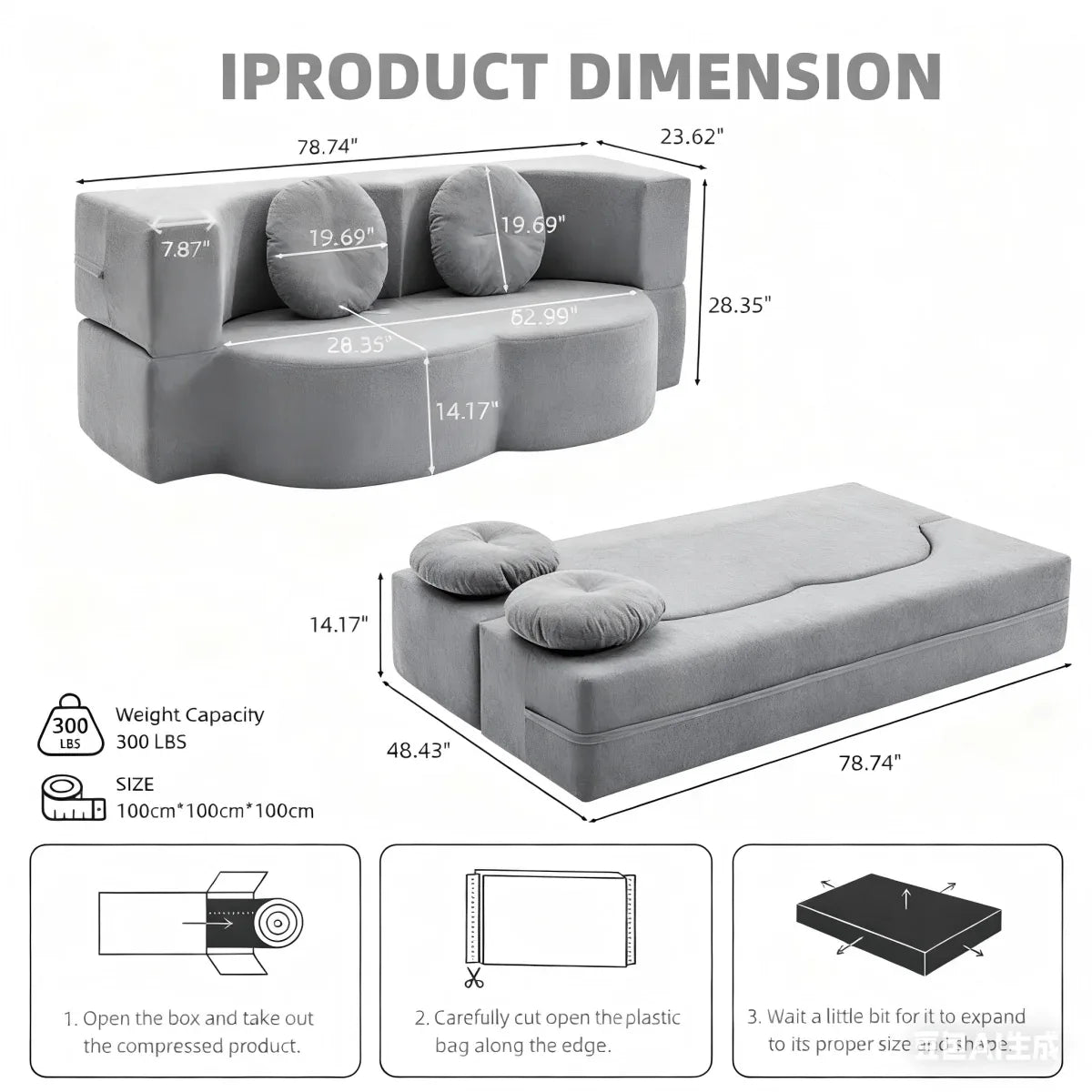 Convertible Soft Foam-Filled Plush Polyester Sofa Bed - Omega Lifestyles