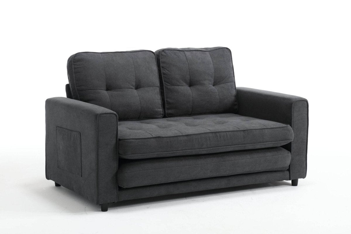 Convertible Velvet Futon Sofa Bed With Storage Pockets - Serenova - Omega Lifestyles