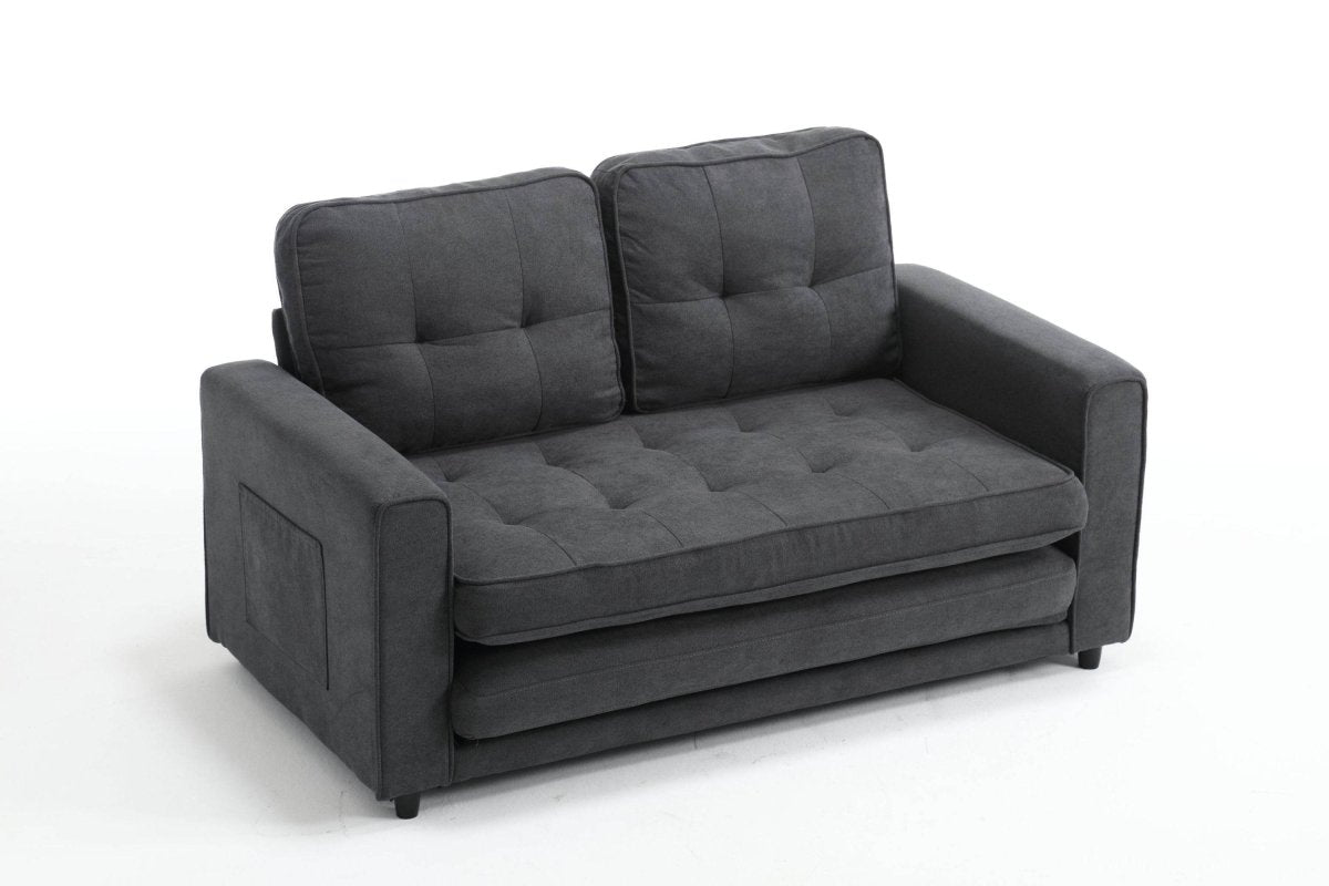 Convertible Velvet Futon Sofa Bed With Storage Pockets - Serenova - Omega Lifestyles