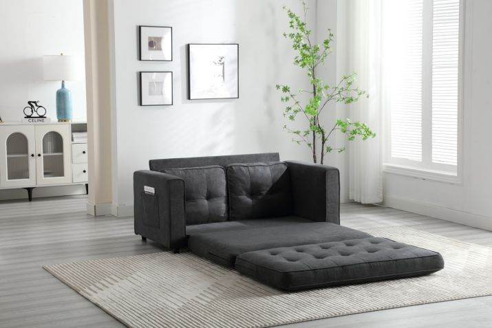 Convertible Velvet Futon Sofa Bed With Storage Pockets - Serenova - Omega Lifestyles