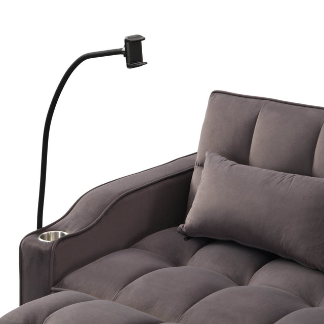 Convertible Velvet Sofa Bed With USB Ports And Trundle - Omega Lifestyles