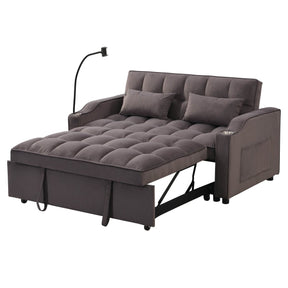 Convertible Velvet Sofa Bed With USB Ports And Trundle - Omega Lifestyles