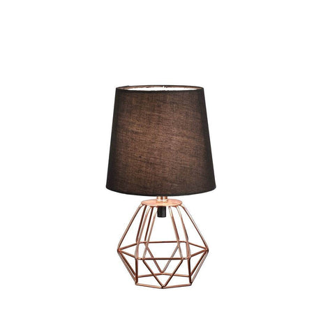 Copper Metal Geometric Table Lamp With Black Shade - Sleep Galleria