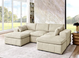 Corduroy Upholstered Large Arms Modular Sectional With Ottomans - Omega Lifestyles