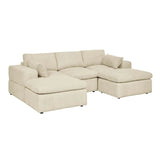Corduroy Upholstered Large Arms Modular Sectional With Ottomans - Omega Lifestyles