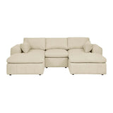 Corduroy Upholstered Large Arms Modular Sectional With Ottomans - Omega Lifestyles