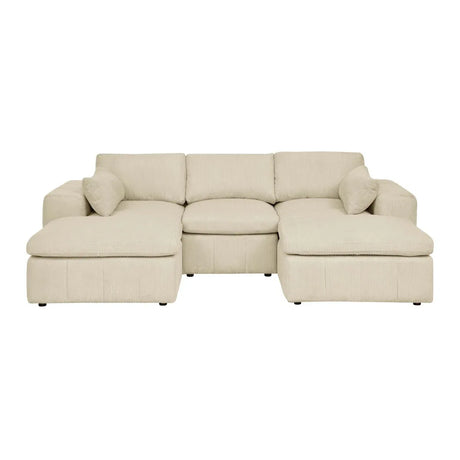 Corduroy Upholstered Large Arms Modular Sectional With Ottomans - Omega Lifestyles