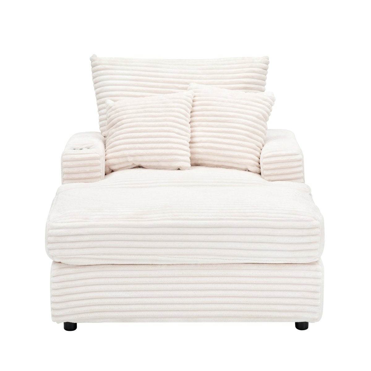 Corduroy Upholstered Reclining Armchair With Ottoman Set - Sleep Galleria