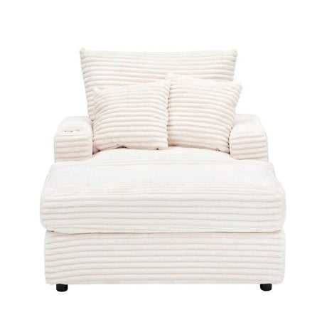 Corduroy Upholstered Reclining Armchair With Ottoman Set - Sleep Galleria