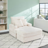 Corduroy Upholstered Reclining Armchair With Ottoman Set - Sleep Galleria