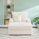 Corduroy Upholstered Reclining Armchair With Ottoman Set - Sleep Galleria