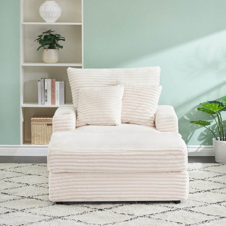 Corduroy Upholstered Reclining Armchair With Ottoman Set - Sleep Galleria