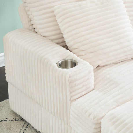 Corduroy Upholstered Reclining Armchair With Ottoman Set - Sleep Galleria