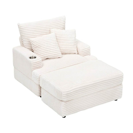 Corduroy Upholstered Reclining Armchair With Ottoman Set - Sleep Galleria
