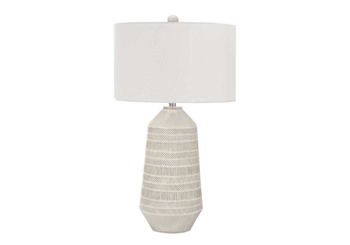 Cream Ceramic Contemporary Table Lamp With Ivory Shade - Sleep Galleria