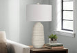 Cream Ceramic Contemporary Table Lamp With Ivory Shade - Sleep Galleria