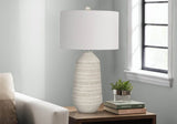 Cream Ceramic Contemporary Table Lamp With Ivory Shade - Sleep Galleria