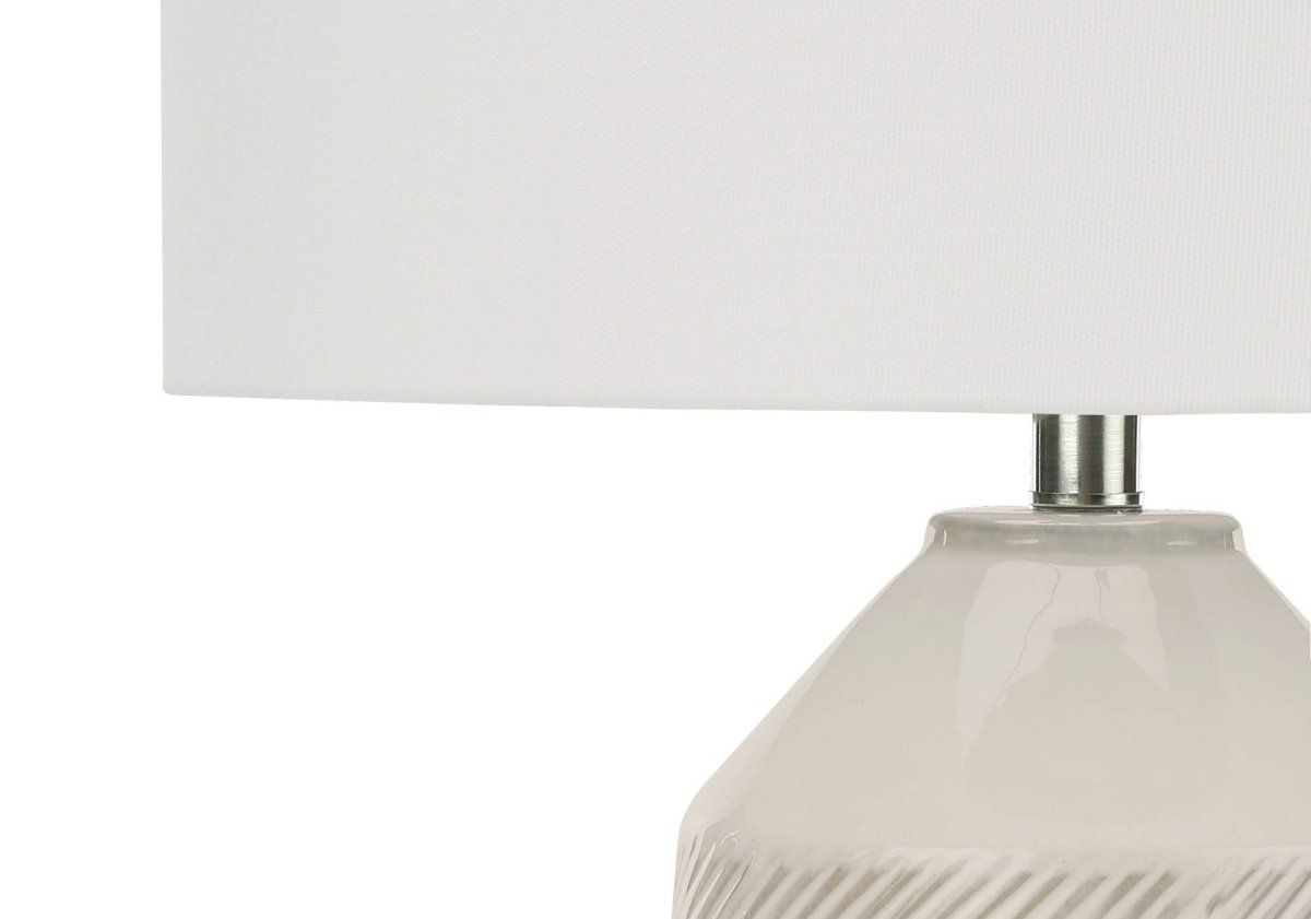 Cream Ceramic Contemporary Table Lamp With Ivory Shade - Sleep Galleria