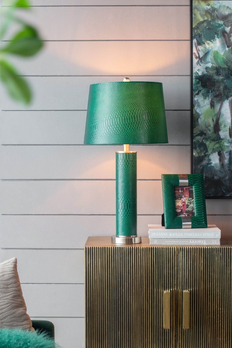 Crocodile Textured Faux Leather Table Lamp - Sleep Galleria