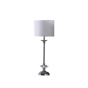 Crystal Floral Chrome Metal Table Lamp With Drum Shade - Omega Lifestyles