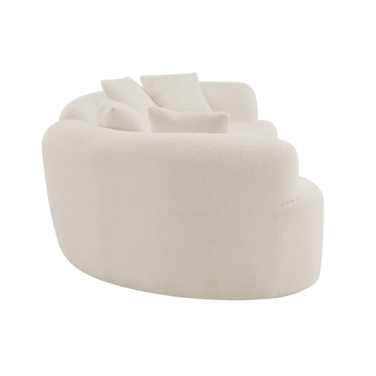 Curved 4-Seater White Teddy Velvet Foam Sofa - Omega Lifestyles