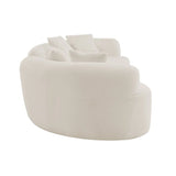 Curved 4-Seater White Teddy Velvet Foam Sofa - Omega Lifestyles