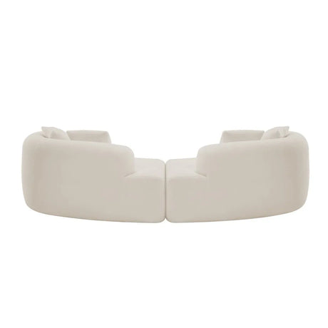 Curved 4-Seater White Teddy Velvet Foam Sofa - Omega Lifestyles