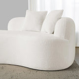 Curved 4-Seater White Teddy Velvet Foam Sofa - Omega Lifestyles