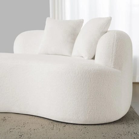 Curved 4-Seater White Teddy Velvet Foam Sofa - Omega Lifestyles