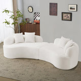 Curved 4-Seater White Teddy Velvet Foam Sofa - Omega Lifestyles