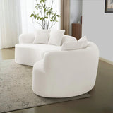 Curved 4-Seater White Teddy Velvet Foam Sofa - Omega Lifestyles