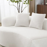 Curved 4-Seater White Teddy Velvet Foam Sofa - Omega Lifestyles
