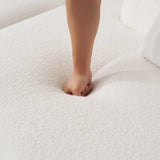 Curved 4-Seater White Teddy Velvet Foam Sofa - Omega Lifestyles