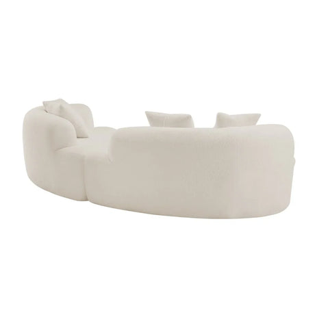 Curved 4-Seater White Teddy Velvet Foam Sofa - Omega Lifestyles