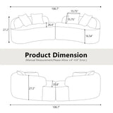 Curved 4-Seater White Teddy Velvet Foam Sofa - Omega Lifestyles
