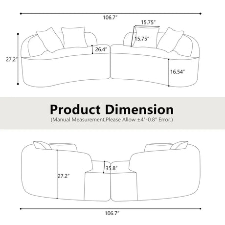 Curved 4-Seater White Teddy Velvet Foam Sofa - Omega Lifestyles