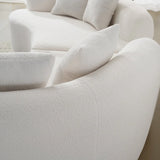 Curved 4-Seater White Teddy Velvet Foam Sofa - Omega Lifestyles