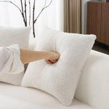 Curved 4-Seater White Teddy Velvet Foam Sofa - Omega Lifestyles