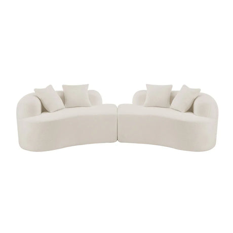 Curved 4-Seater White Teddy Velvet Foam Sofa - Omega Lifestyles