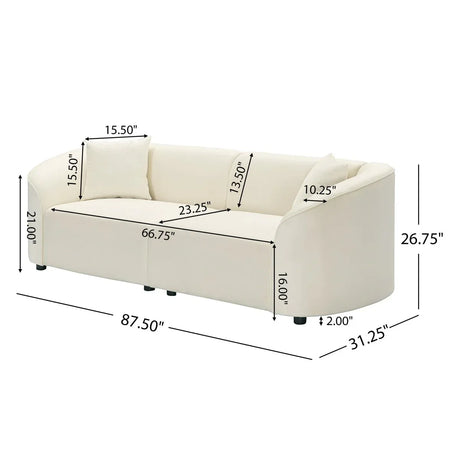 Curved Velvet 3-Seat Contemporary Sofa - Omega Lifestyles