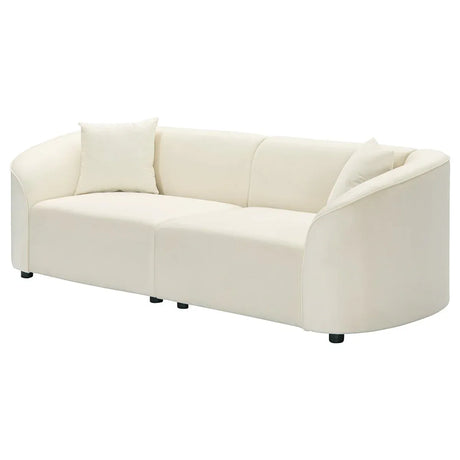 Curved Velvet 3-Seat Contemporary Sofa - Omega Lifestyles