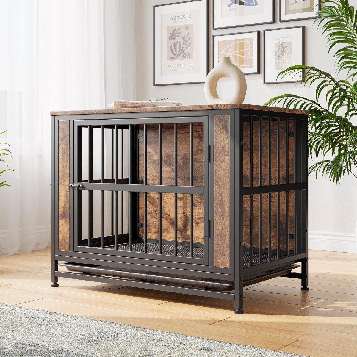 Decorative MDF Metal Dog Crate Furniture With Cushion - Sleep Galleria