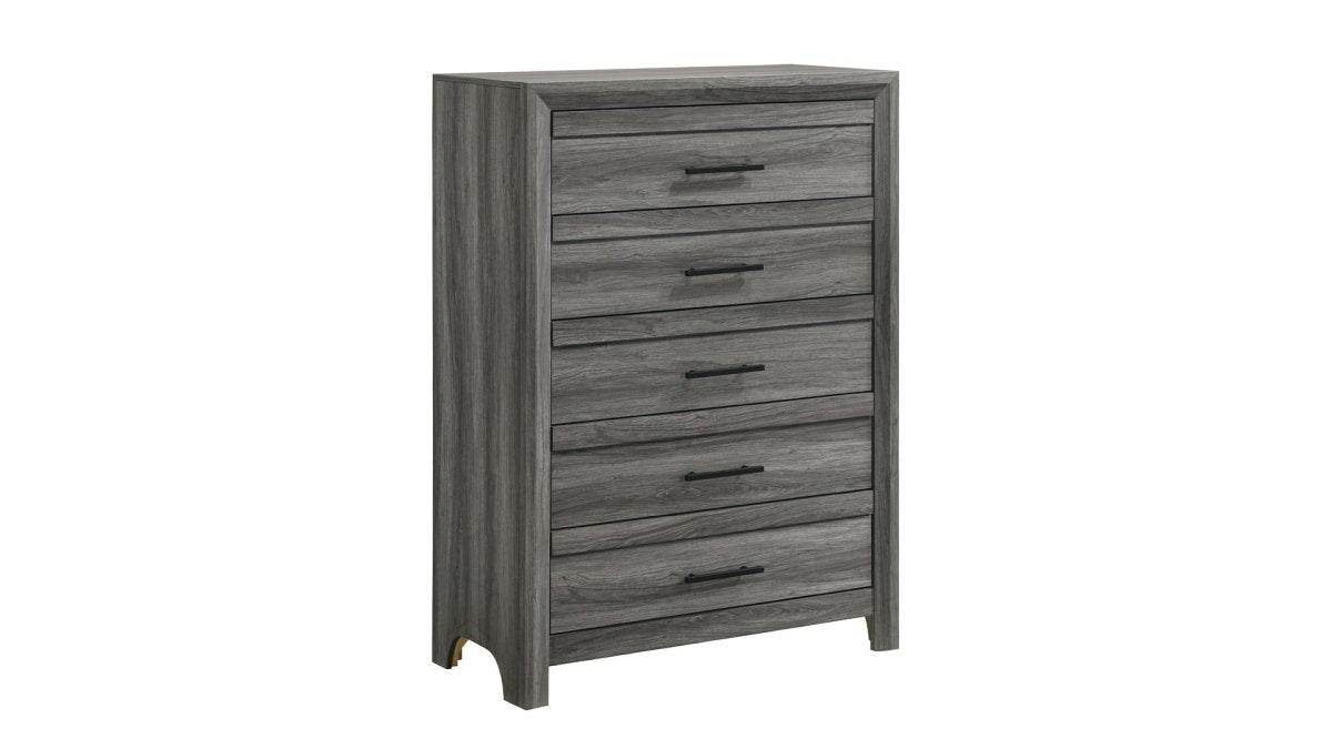 Denver Modern 5-Piece Full Gray Wood Bedroom Set - Sleep Galleria
