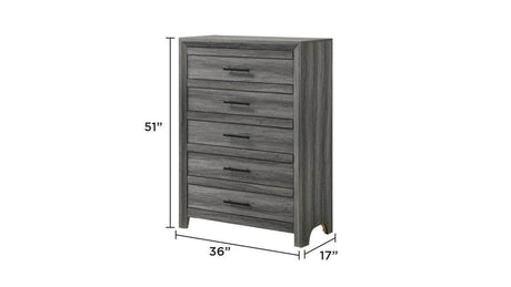 Denver Modern 5-Piece Full Gray Wood Bedroom Set - Sleep Galleria