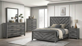 Denver Modern 5-Piece Full Gray Wood Bedroom Set - Omega Lifestyles