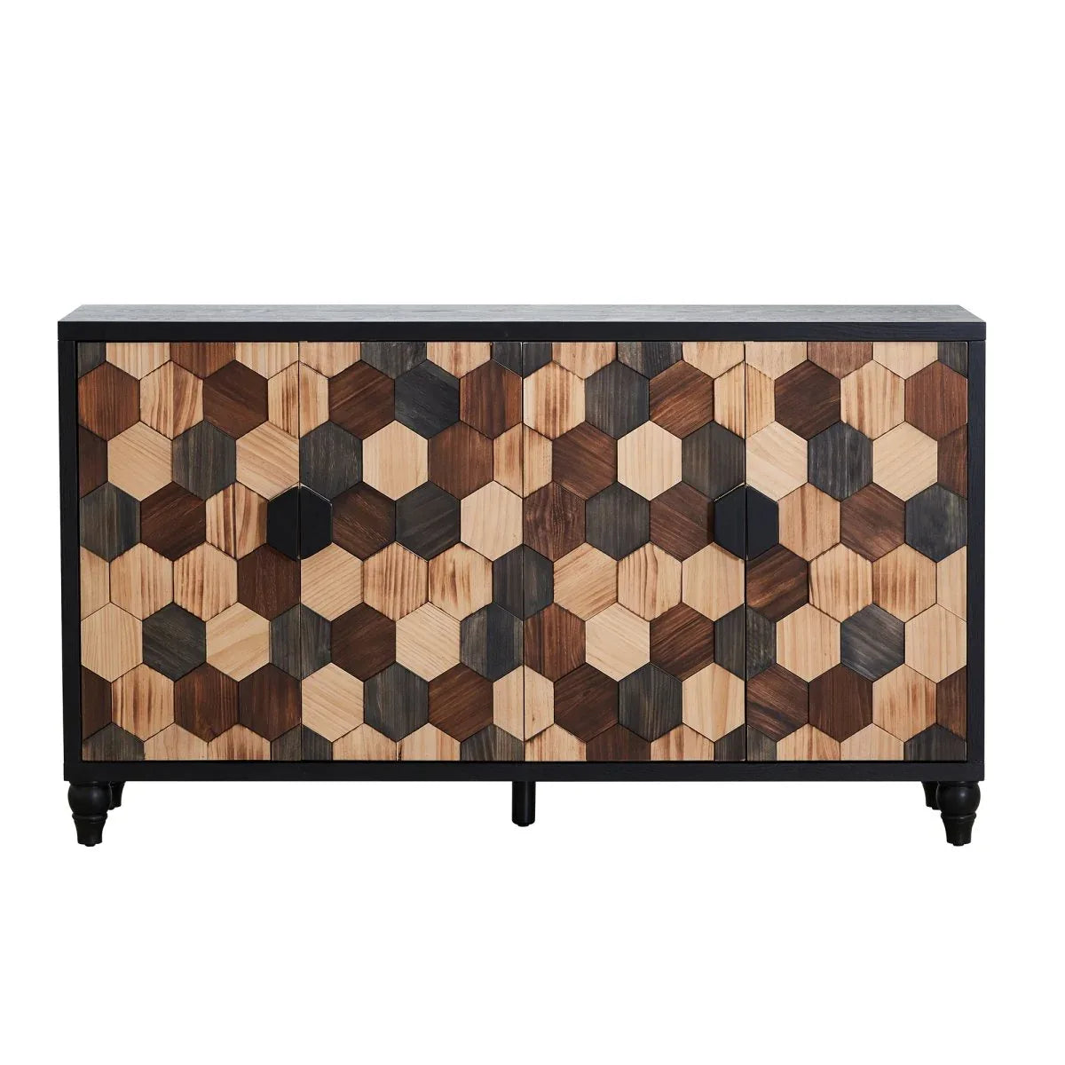 Distressed Honeycomb Pattern Engineered Wood Storage Cabinet - Omega Lifestyles